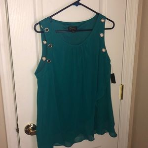 EUC sleeveless blouse with gold accents! This is lovely!
